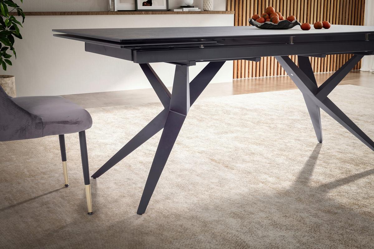 Esstisch Schwarz L: 180 cm - Schwarz, Design, Keramik/Metall (180/95/76cm) - MID.YOU