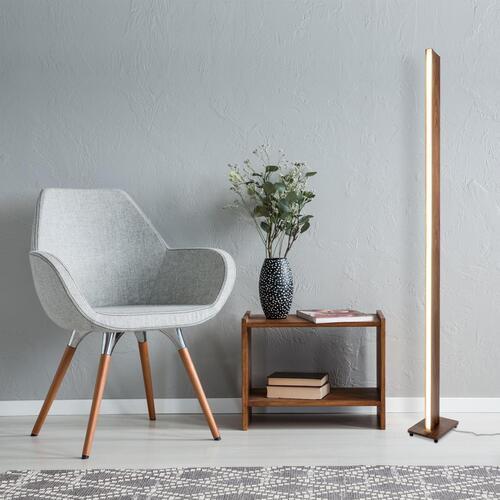 LED-Stehlampe dimmbar Holzoptik Länglich - Naturfarben, Natur, Kunststoff/Metall (152cm) - Näve