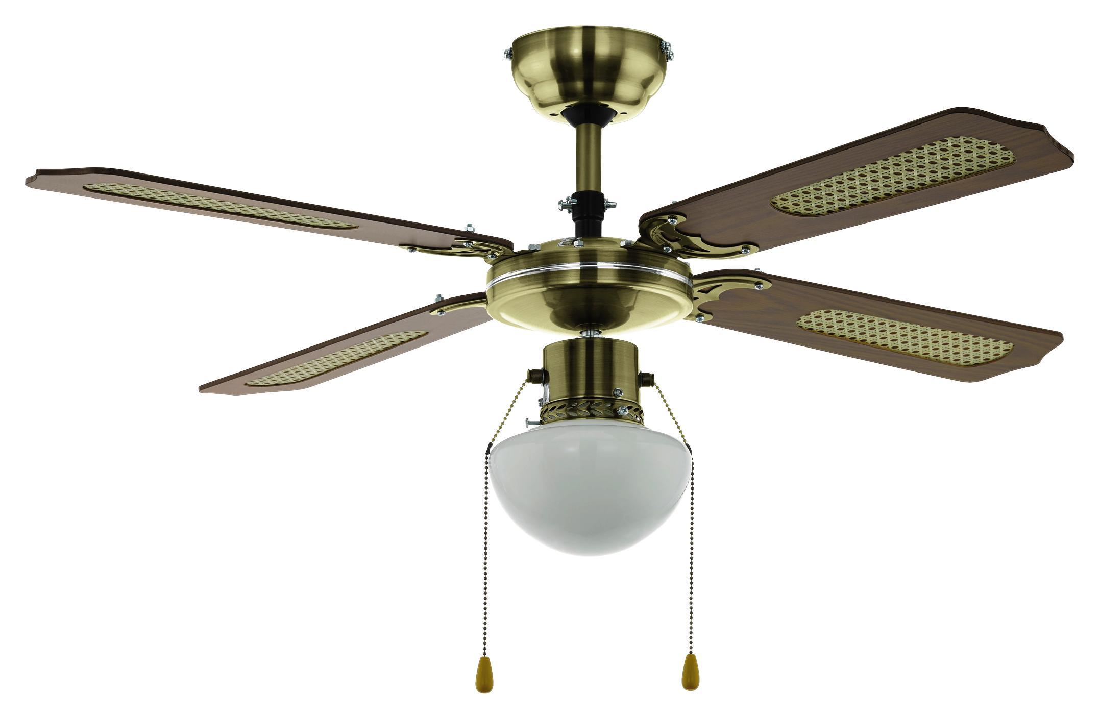 Deckenventilator Tiggano - Messingfarben/Braun, MODERN, Holz/Metall (106,6/40,5cm)