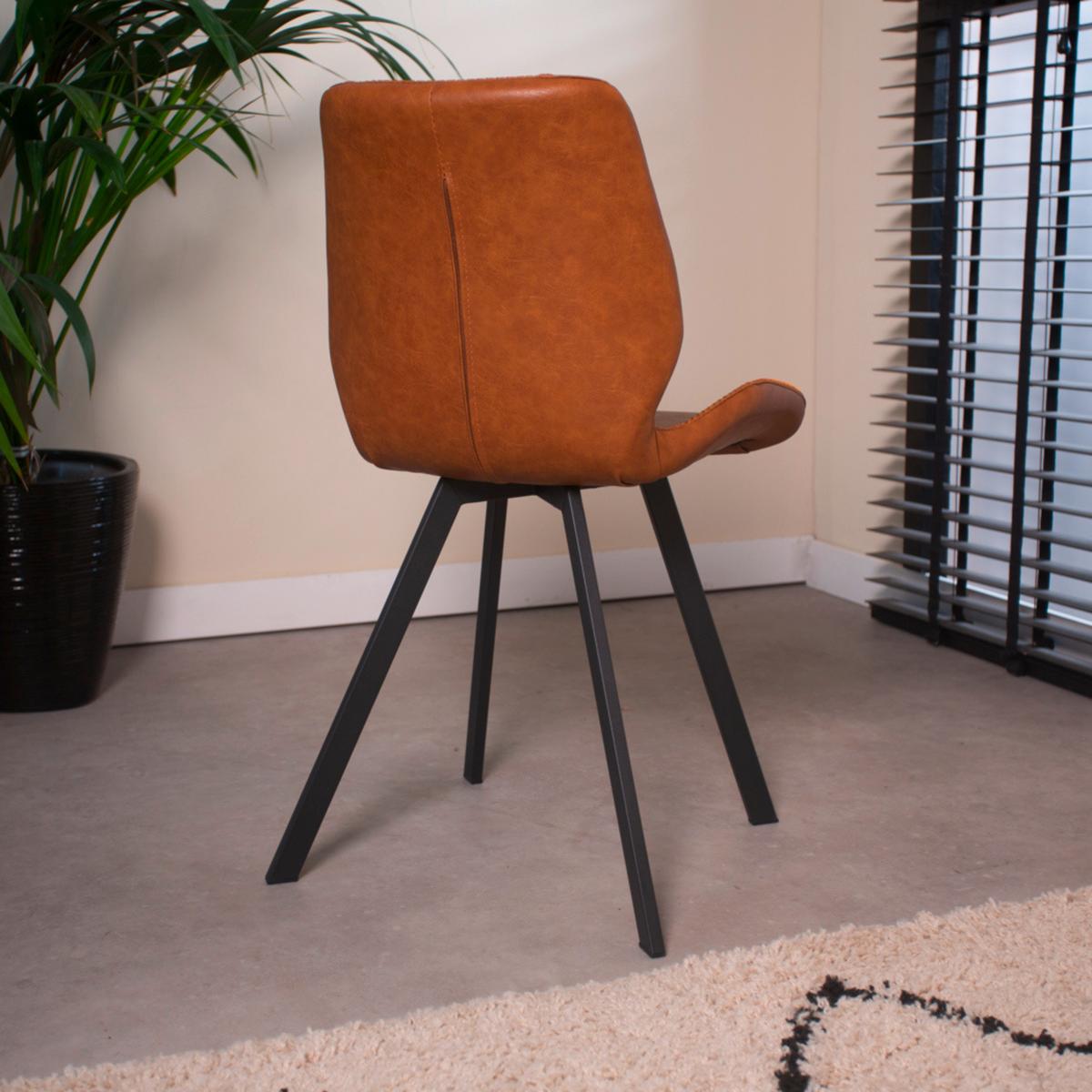 Stuhl-set Barona Cognac B: 44 Cm - Cognac/Schwarz, MODERN, Textil/Metall (44/80/55cm) - MID.YOU