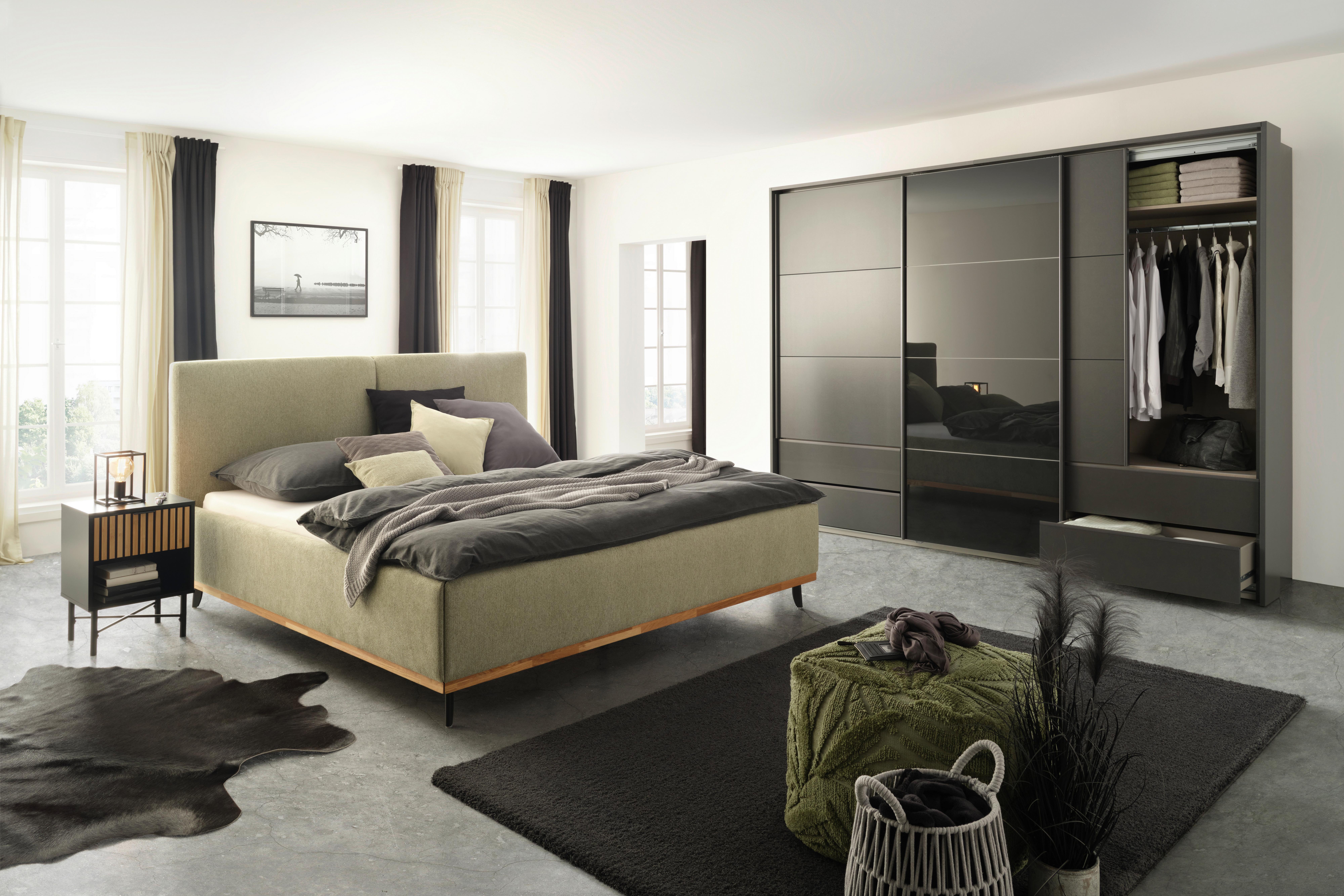 POSTEĽ EMILY - čierna/zelená, Konventionell, kompozitné drevo/textil (180/200cm) - Premium Living