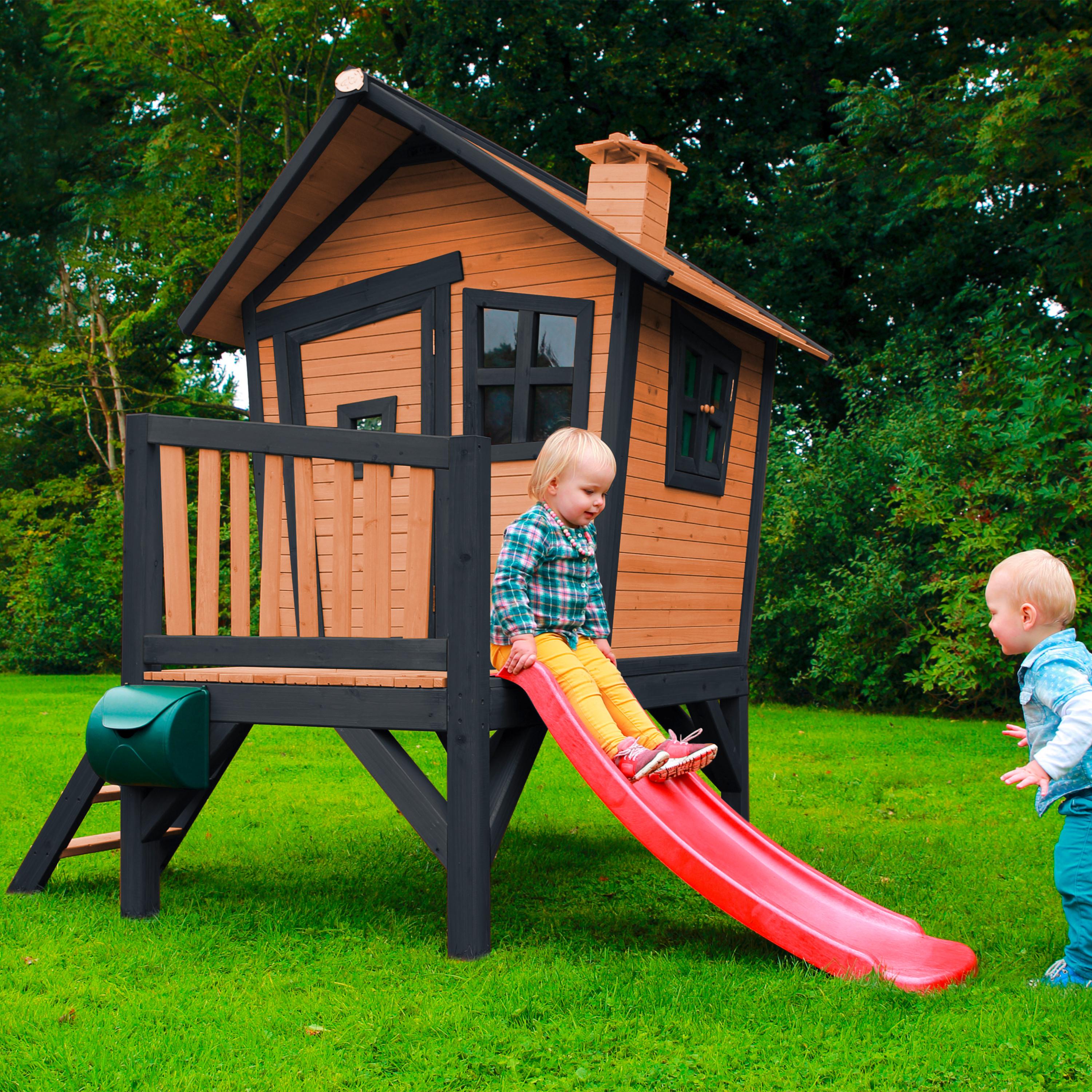 Spielhaus Natur, Rot L: 177 B: 264 H: 203 - Anthrazit/Rot, LIFESTYLE, Holz/Kunststoff (177/264/203cm)
