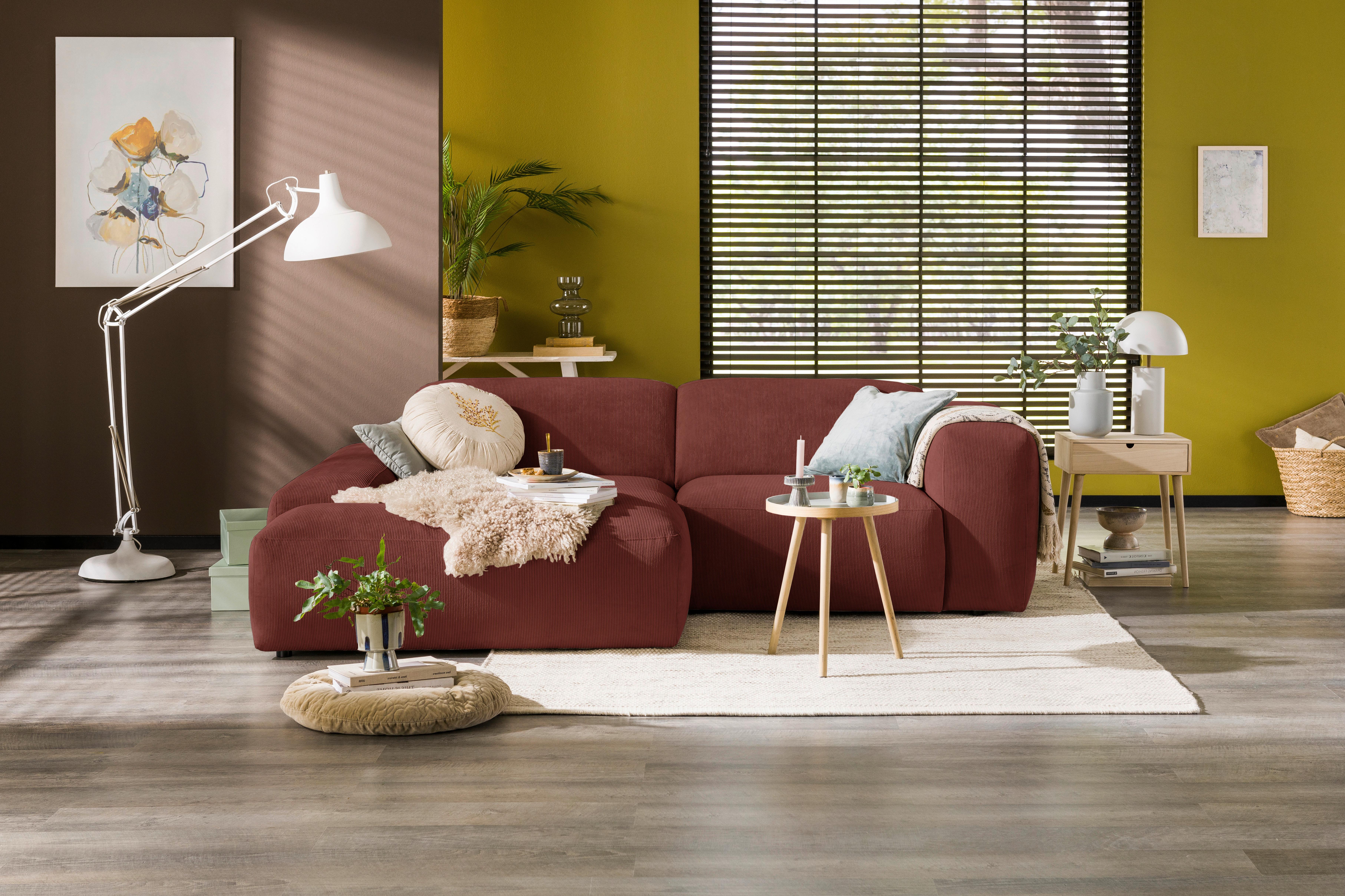 Ecksofa Hannah Rot 170x252 Cm - Rot/Schwarz, Design, Textil (170/252cm) - MID.YOU