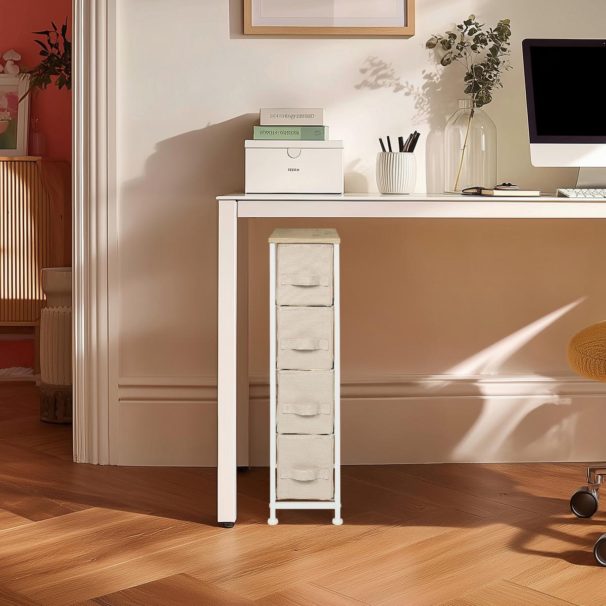 Kommode Foldress S Beige B: 20 cm - Beige/Weiß, MODERN, Textil (20/76/48cm) - MID.YOU