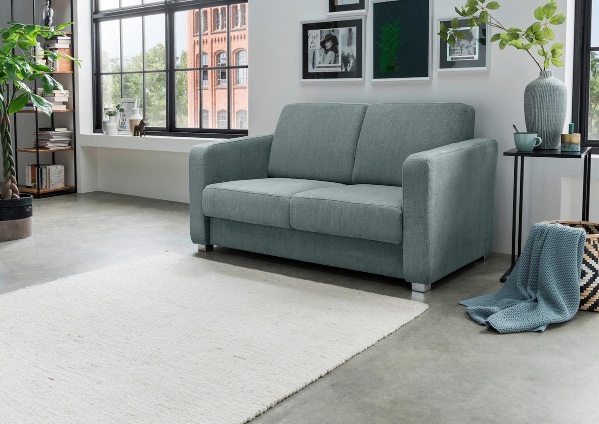Schlafsofa Mia, Mintgrün B: 159 Cm - Chromfarben/Mintgrün, Basics, Textil (159/88/87cm) - Livetastic