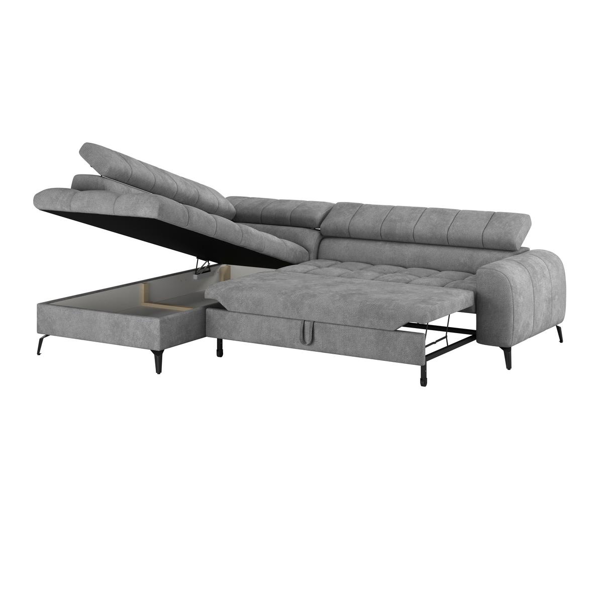 Ecksofa Volf Links New Gau, S: 203x261 cm - Hellgrau/Schwarz, Trend, Kunststoff/Textil (203/261cm)