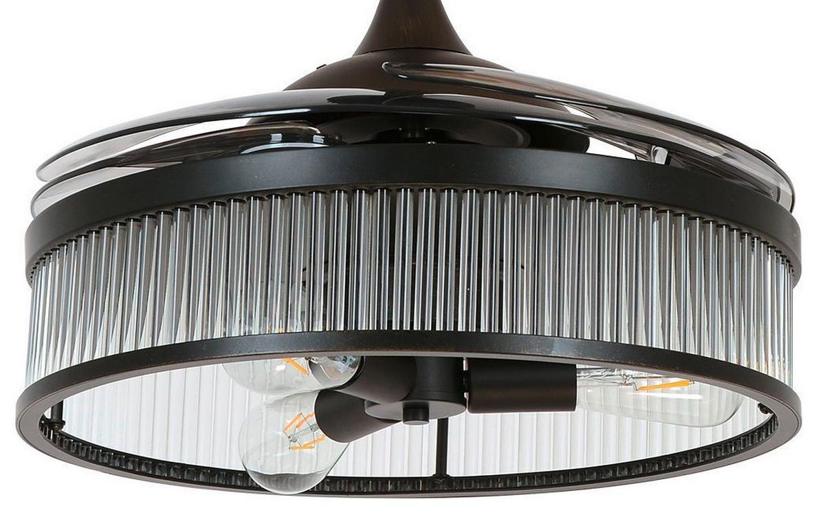 Deckenventilator Fanaway Schwarz 4-Flügel, LED-Leuchte - Transparent/Schwarz, Trend, Kunststoff/Metall (122/40cm) - P & B