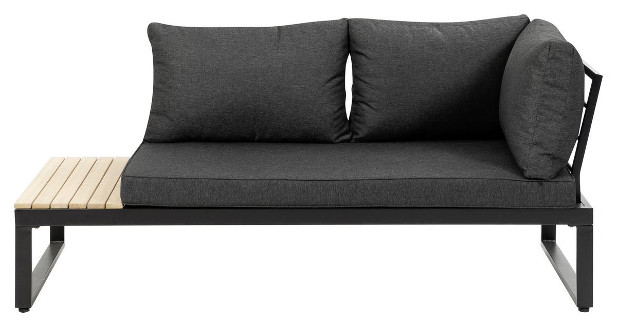 Loungegarnitur 3-Tlg Rio Echtholz/Metall mit Kissen - Anthrazit/Braun, MODERN, Holz/Textil (178/68/228,5cm) - Gardenson