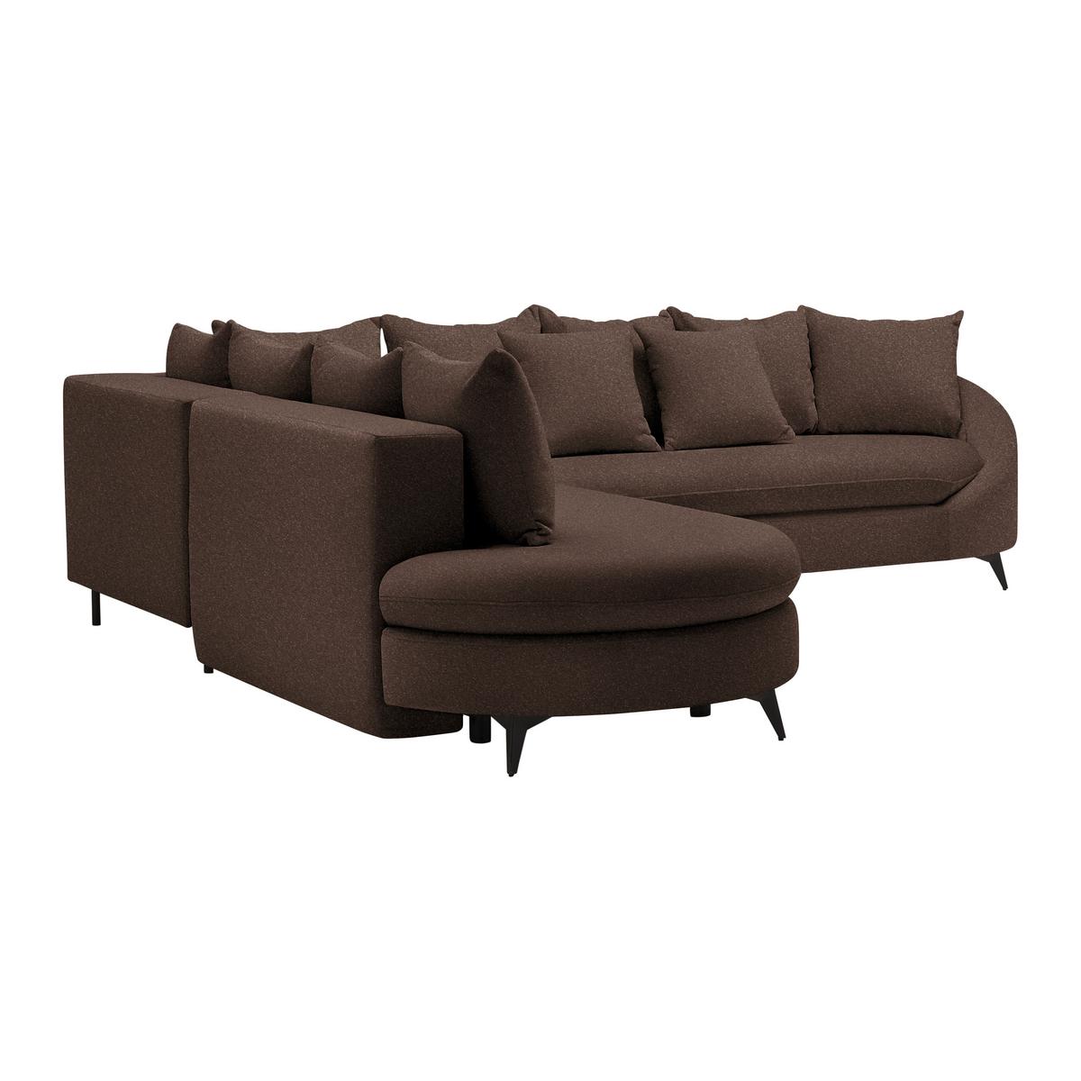 Rohová sedačka AXEL, levá, hnědá tkanina - černá/hnědá, Moderní, kov/textil (250/291cm) - Mömax
