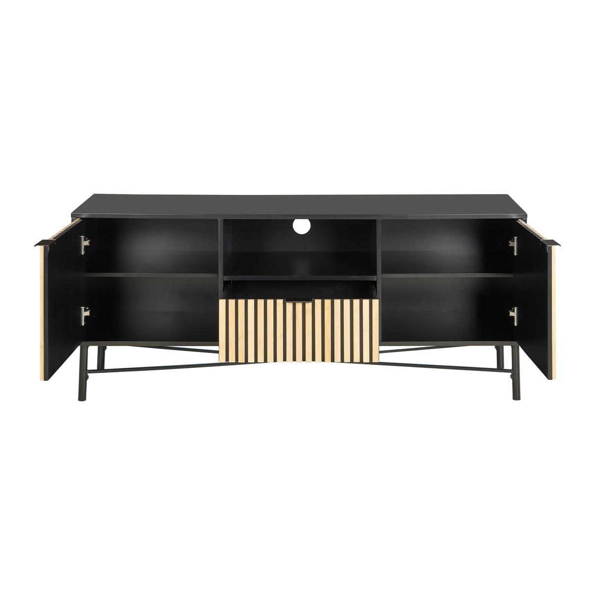 TV komoda MADRID - černá/barvy dubu, Moderní, kov/dřevo (143/60/40cm) - Mömax