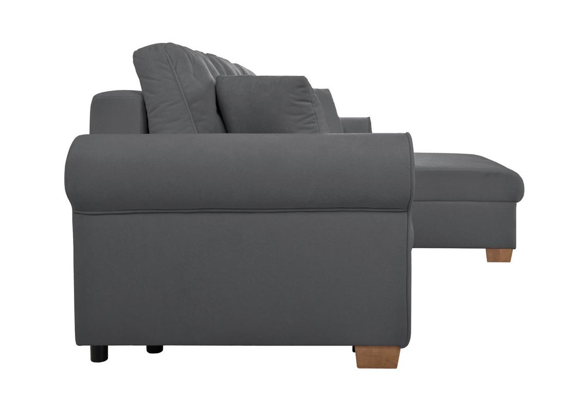 Ecksofa Arles Dunkelgrau 120 S: 266x161 Cm - Dunkelgrau/Buchefarben, Design, Textil (266/161cm) - MID.YOU