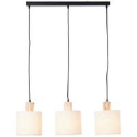 Pendelleuchte 99538/96 Pia - Schwarz/Naturfarben, Natur, Holz/Textil (80/20/130cm) - Brilliant