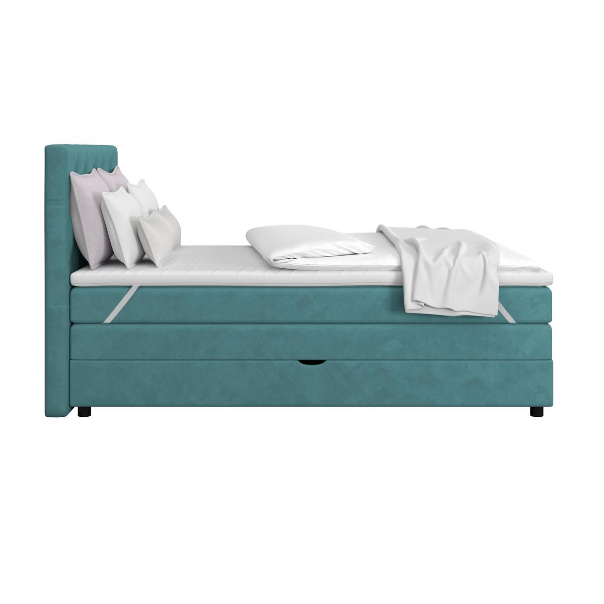 Boxspringbett Elio Petrol 140x200 Cm H3/h4 - Petrol/Schwarz, ROMANTIK / LANDHAUS, Textil (144/121/212cm) - James Wood