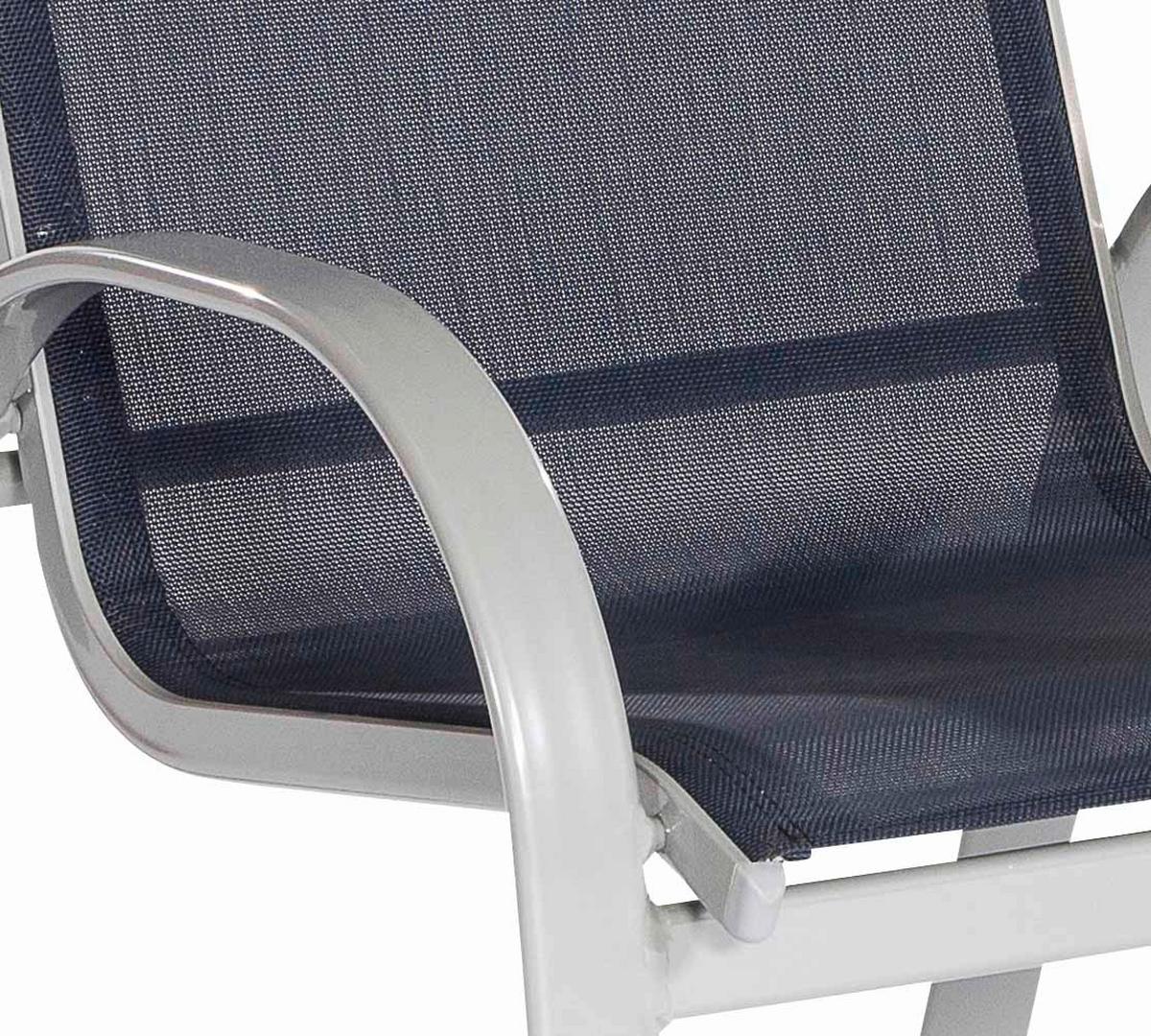 Gartensessel 2er-set Stapelbar Amalfi Metall/textil - Silberfarben/Dunkelblau, ROMANTIK / LANDHAUS, Textil/Metall (56/97/76cm) - Gardenson
