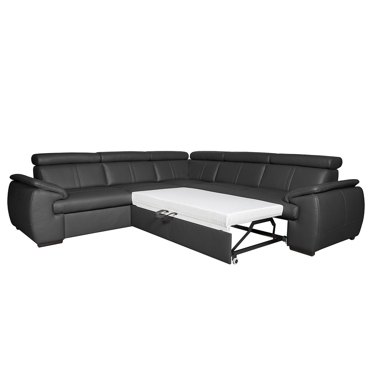Ecksofa City Schwarz B: 265x265 cm - Wengefarben/Schwarz, Design, Leder (265/265cm) - Livetastic