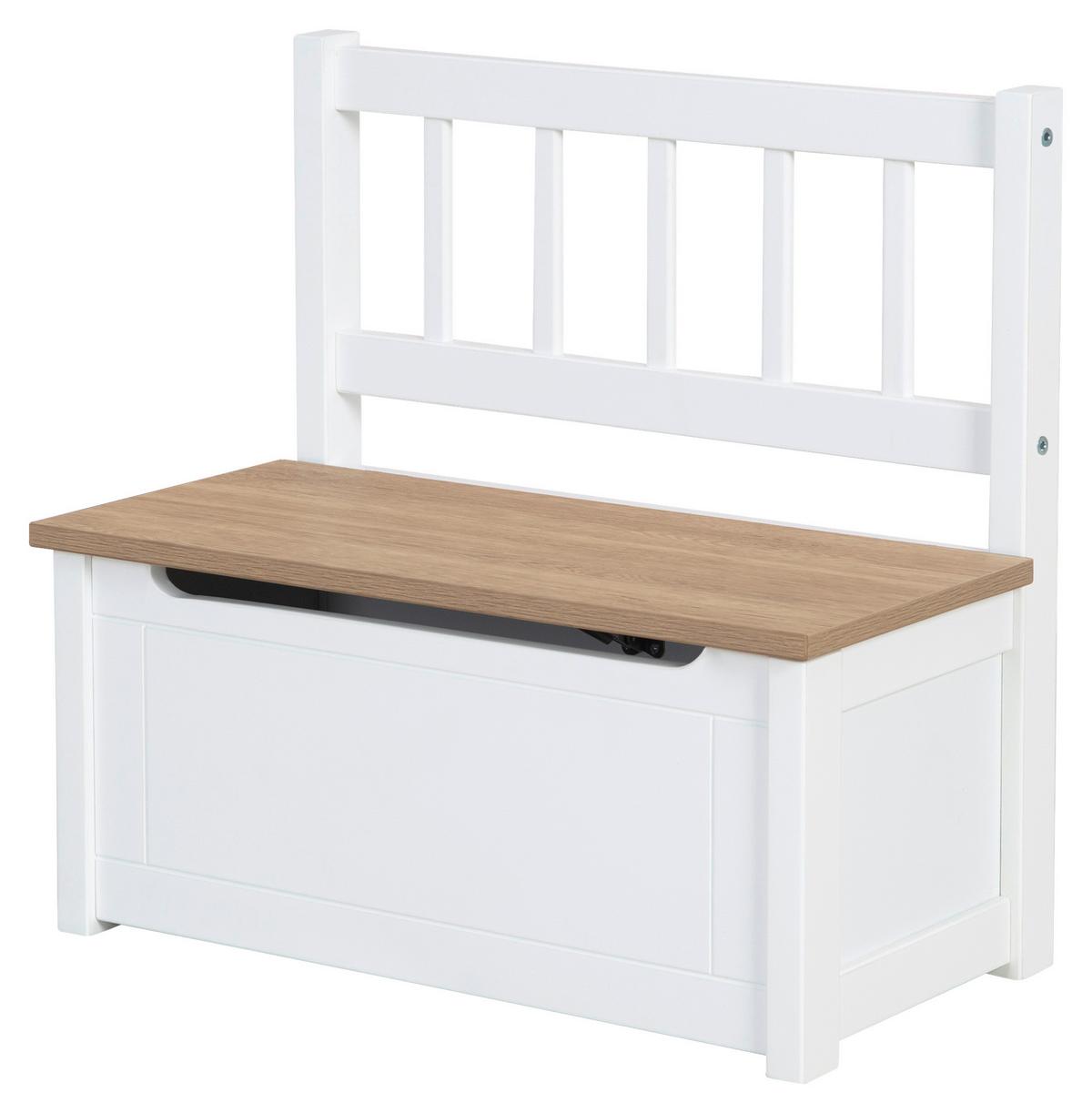 TRUHLOVÁ LAVICE WOODY - bílá/světle hnědá, kompozitní dřevo (56/53/28cm)