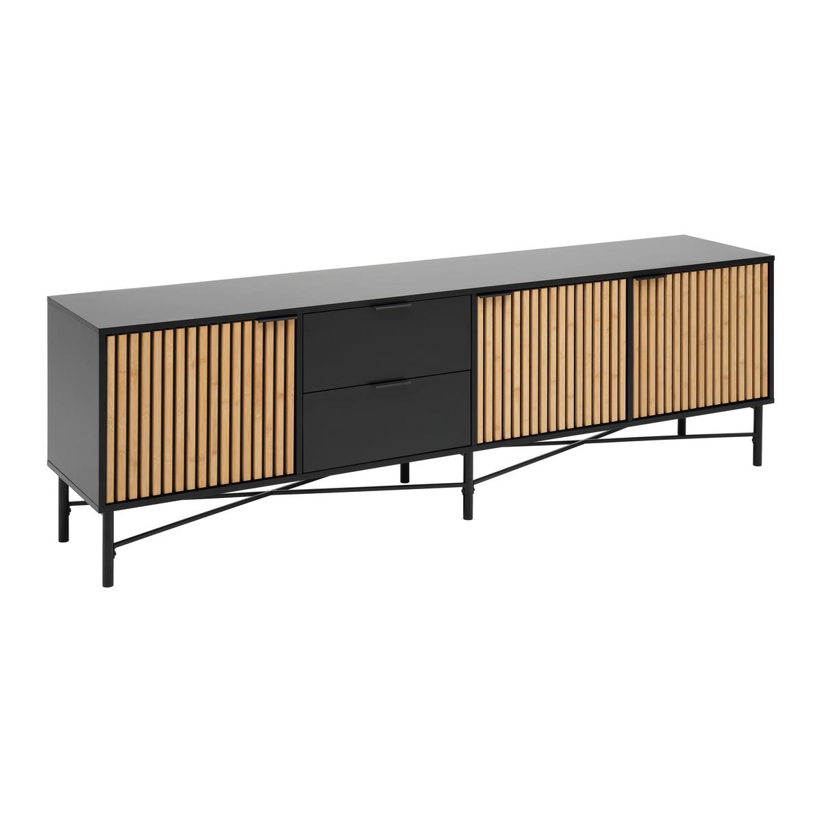 TV komoda MADRID - černá/barvy dubu, Moderní, kov/dřevo (195/60/40cm) - Mömax