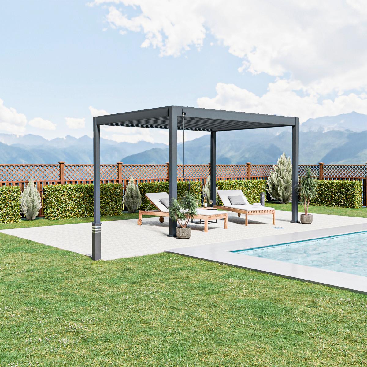 Pergola 300x400 Cm Wetterbeständig, Graphitfarben - Graphitfarben, Basics, Metall (300/400/255cm)