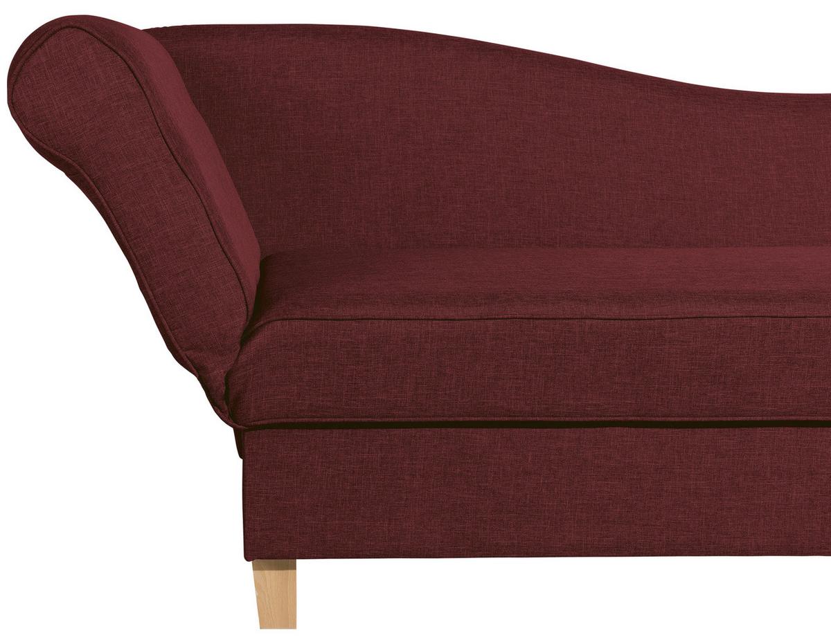 Recamiere Selma Rot Links Mit Bettkasten+schlaffunktion - Rot/Buchefarben, Design, Textil (190/82/88cm) - Max Winzer