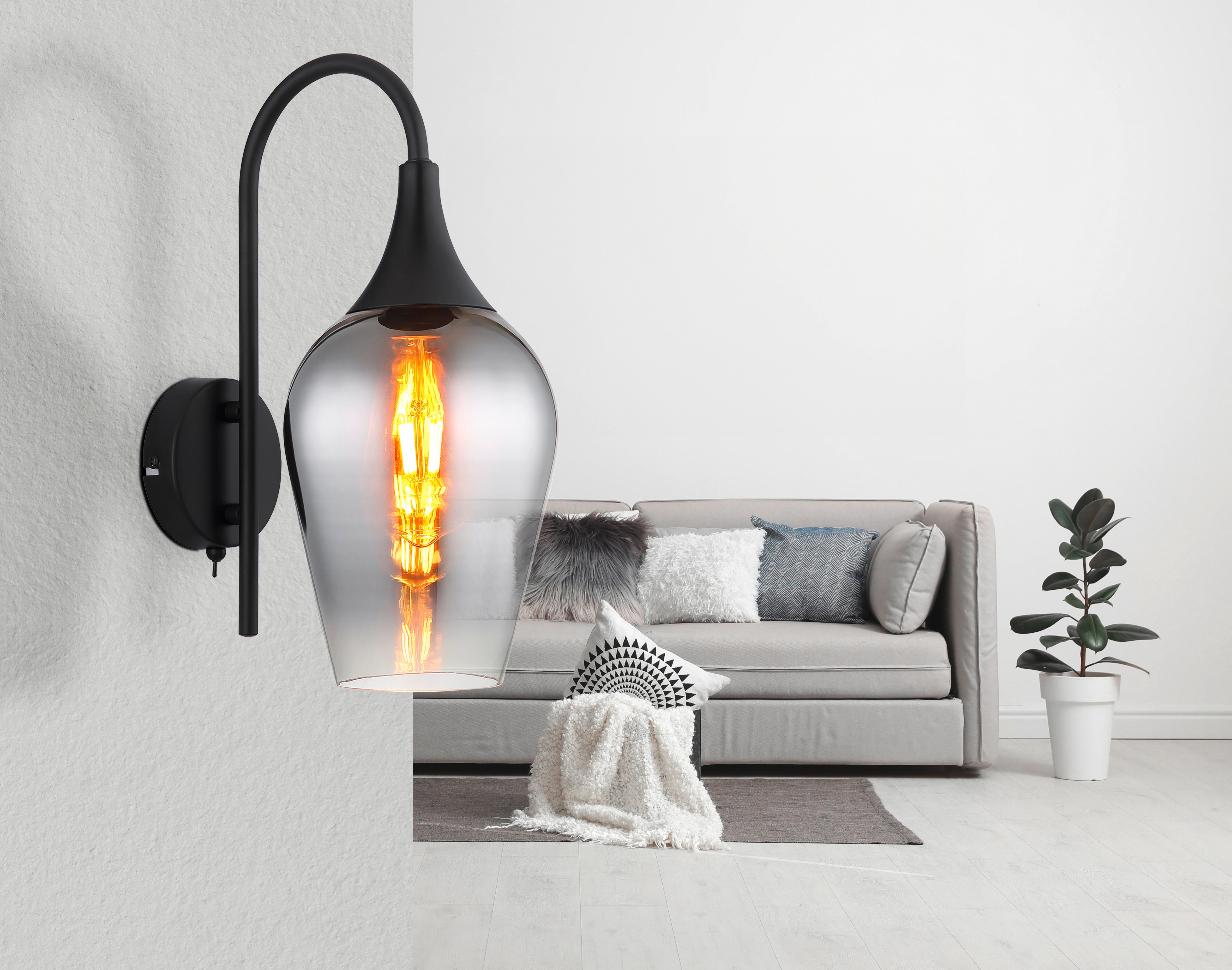 Wandleuchte 15552w3 - Klar/Chromfarben, Design, Glas/Metall (15/30cm) - Globo