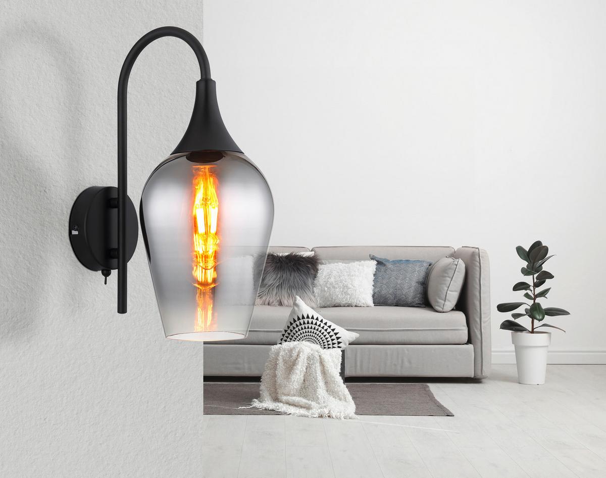 Wandleuchte 15552w3 - Klar/Chromfarben, Design, Glas/Metall (15/30cm) - Globo