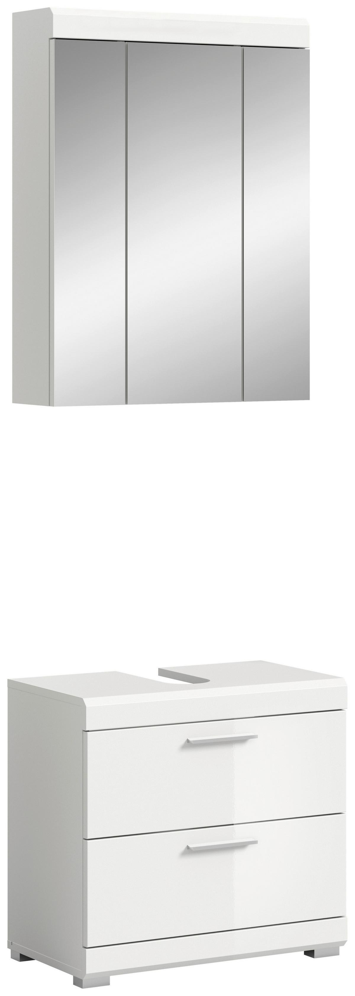 Badezimmer Scout Weiß B: 60 cm - Weiß Hochglanz/Silberfarben, MODERN, Holzwerkstoff (60cm) - MID.YOU