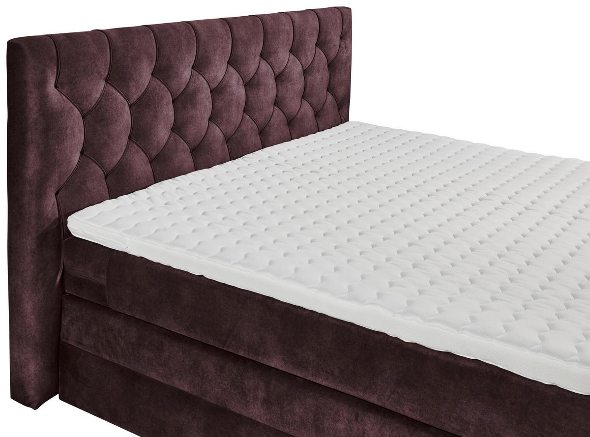 Boxspringbett mit Topper 180x200 cm Cashfield - Aubergine/Schwarz, MODERN, Holzwerkstoff/Textil (180/200cm) - MID.YOU