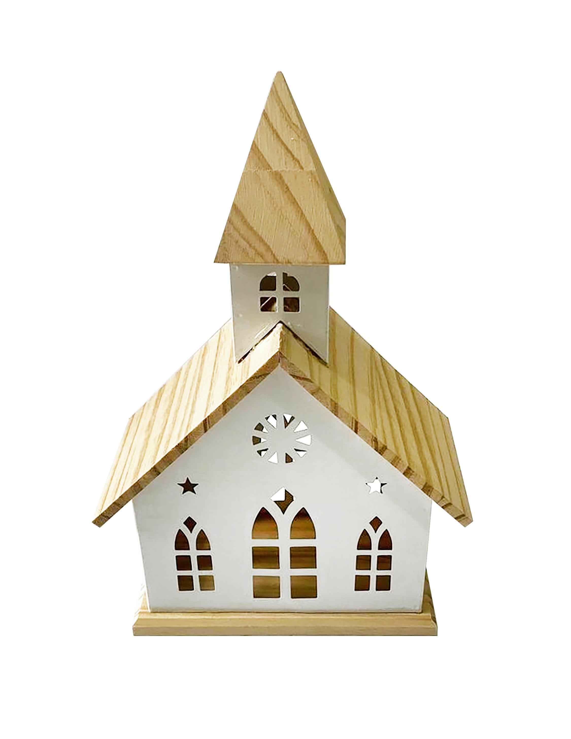 Dekohaus Lola - Braun/Weiß, KONVENTIONELL, Holz/Metall (13,5/7,5/21cm) - Luca Bessoni