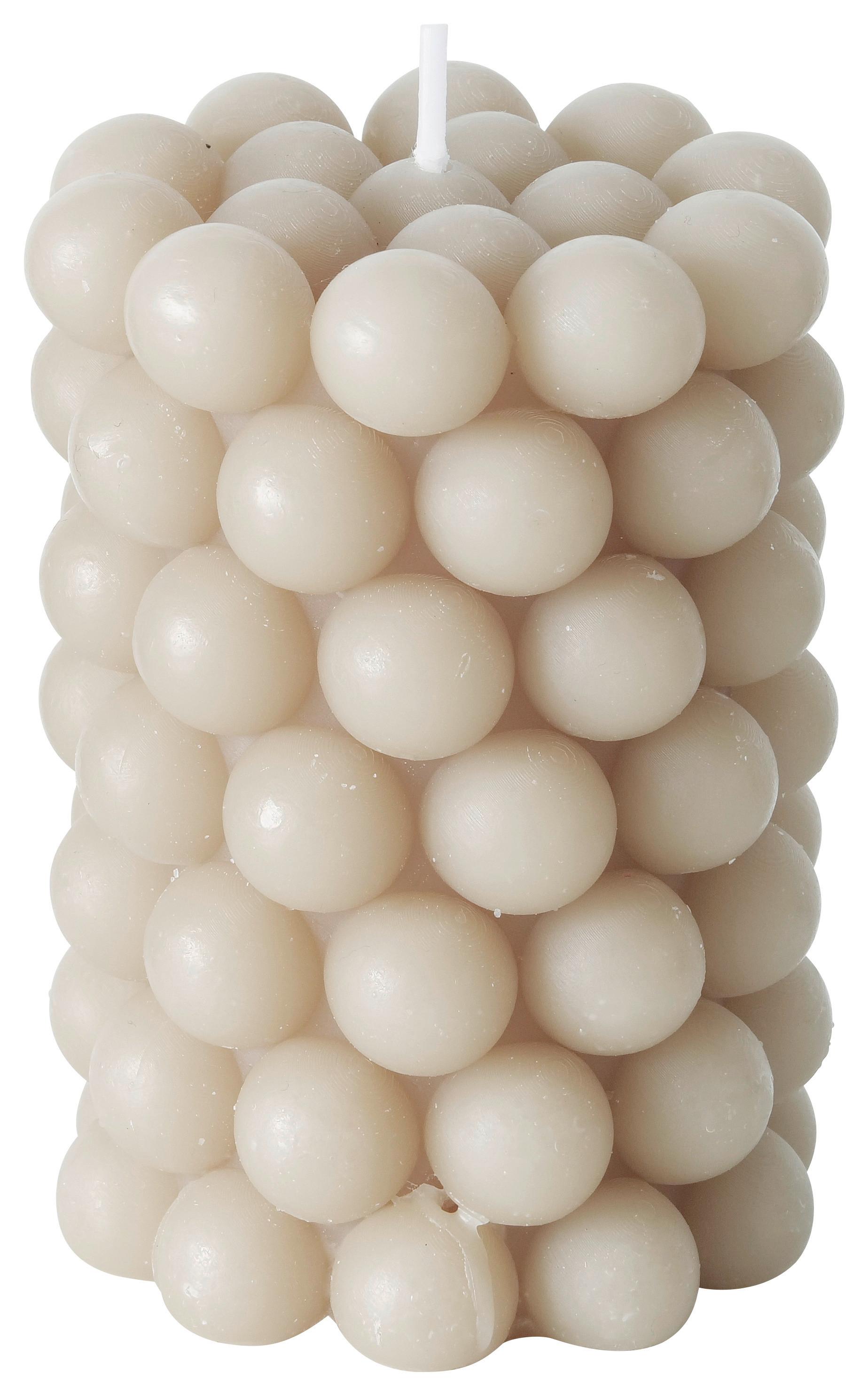 Válcová Svíčka Pearls Ii - šedá, Moderní, přírodní materiály (7/10cm) - Modern Living