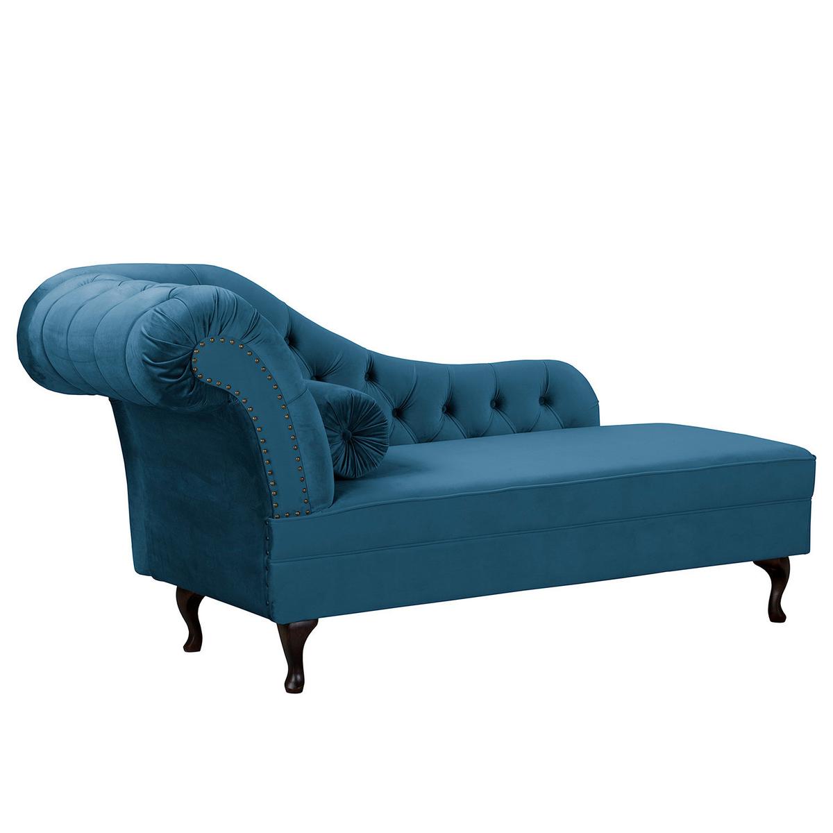 Récamiere Pako Dunkelblau B: 185cm - Braun/Dunkelblau, Design, Textil (185/93/75cm) - Livetastic