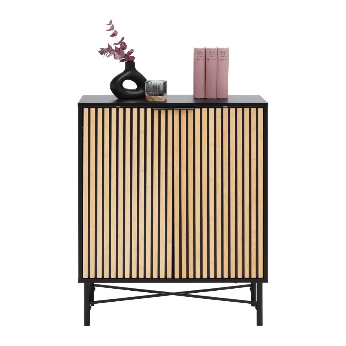KOMODA MADRID -EXKLUSIV- - čierna/prírodná farba, Modern, kov/drevo (76/90/35cm) - Mömax