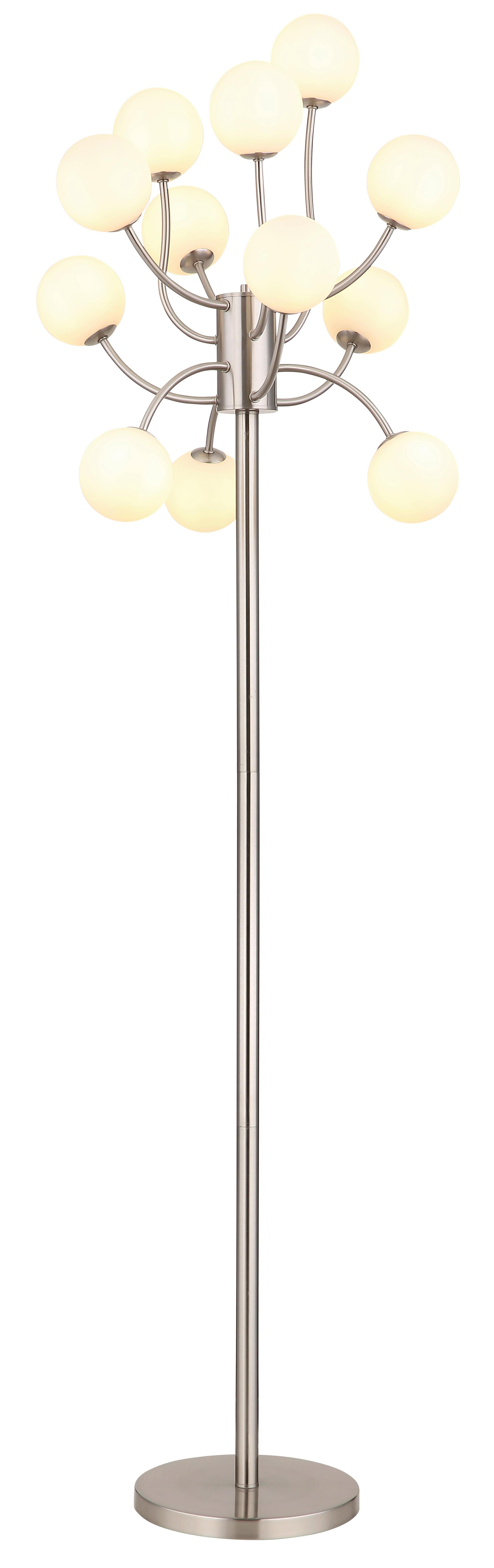 Led-stehleuchte Calvin - Opal/Nickelfarben, Basics, Glas/Metall (62/200cm)