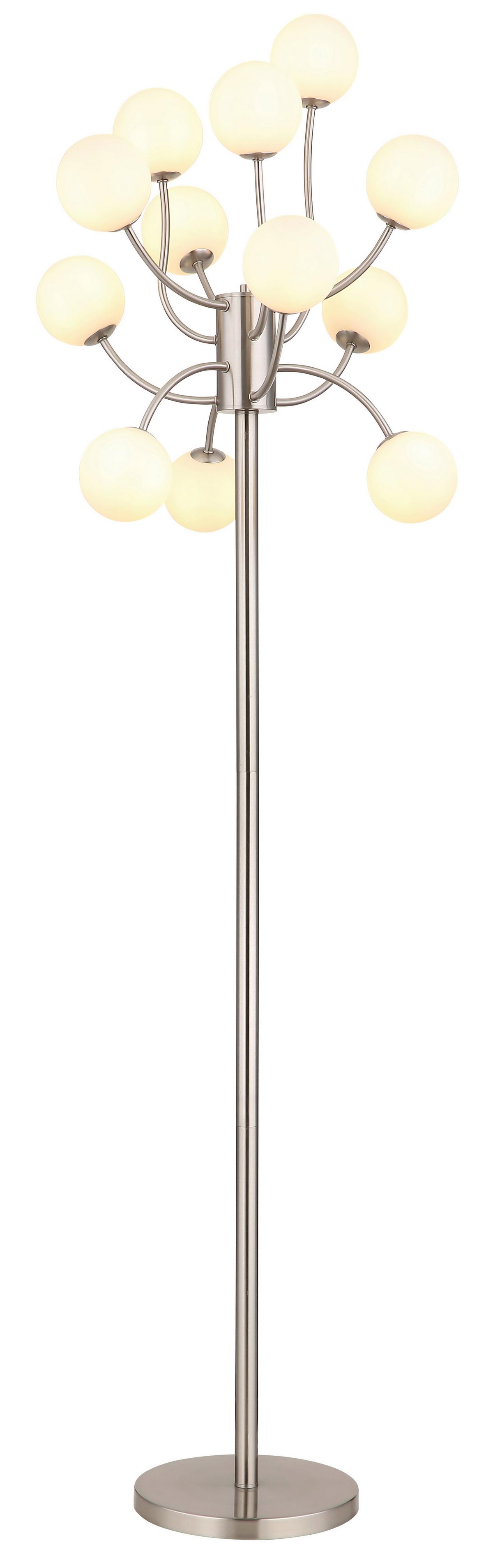 Led-stehleuchte Calvin - Opal/Nickelfarben, Basics, Glas/Metall (62/200cm)