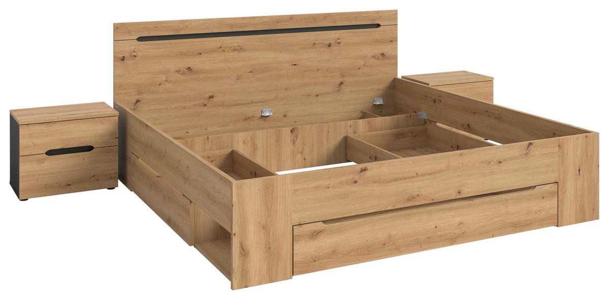 Schlafzimmer Canu Grau /Eiche Artisan Dekor B: 284cm - Eiche Artisan/Grau, MODERN, Holzwerkstoff (284/87/205cm) - MID.YOU