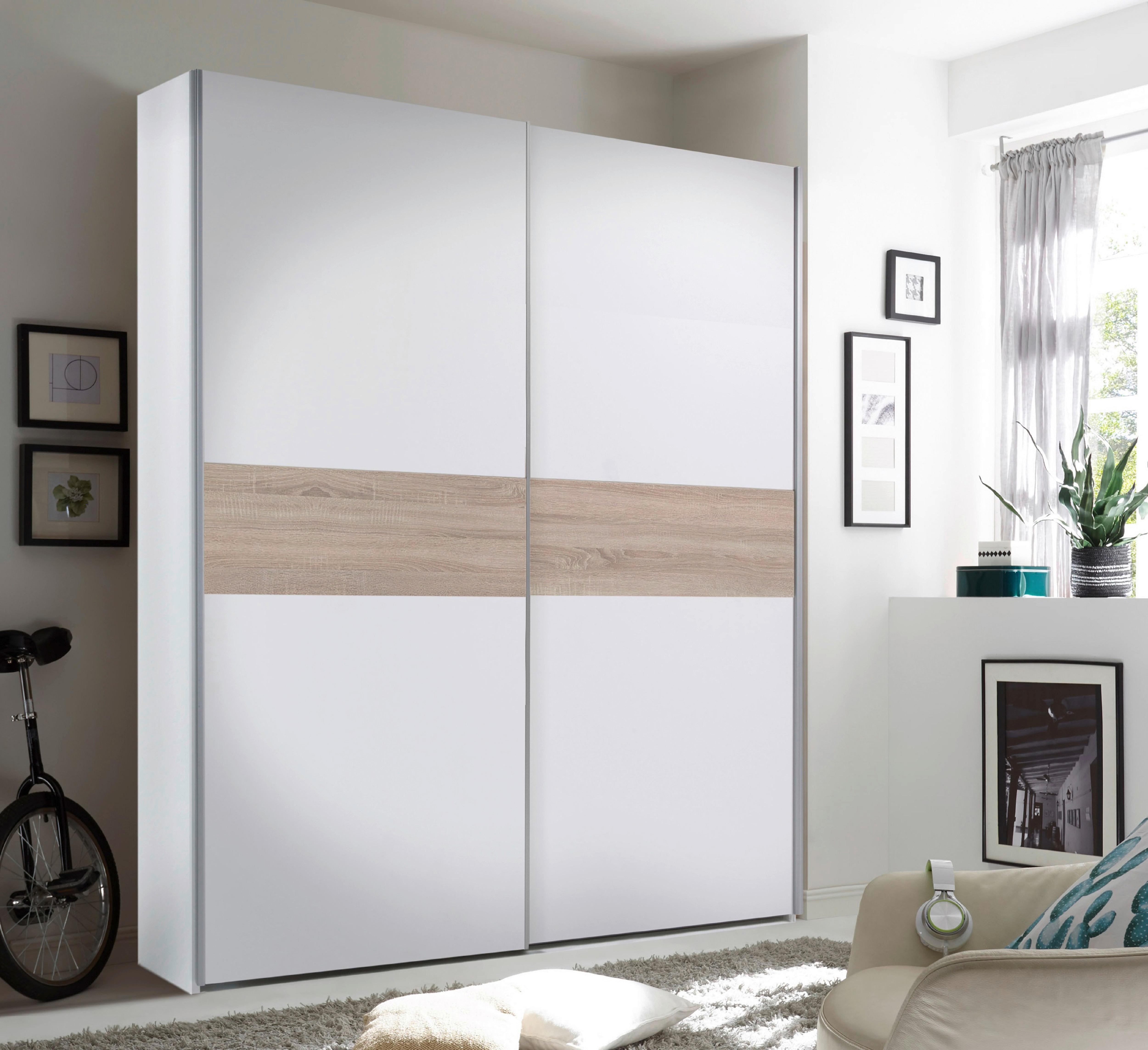 Schwebetürenschrank B: 170 cm Puls, Weiß/Eiche Dekor - Eichefarben/Weiß, KONVENTIONELL, Holzwerkstoff (170/195/59cm) - P & B
