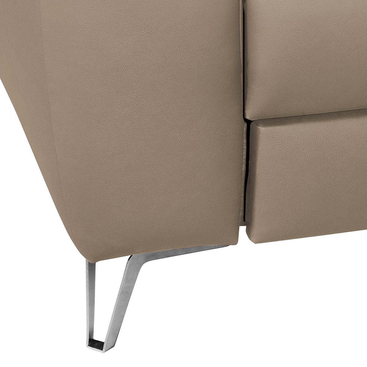 Ecksofa Santos Sahara S: 241 cm - Chromfarben/Sahara, Design, Leder/Textil (241/168cm) - Livetastic