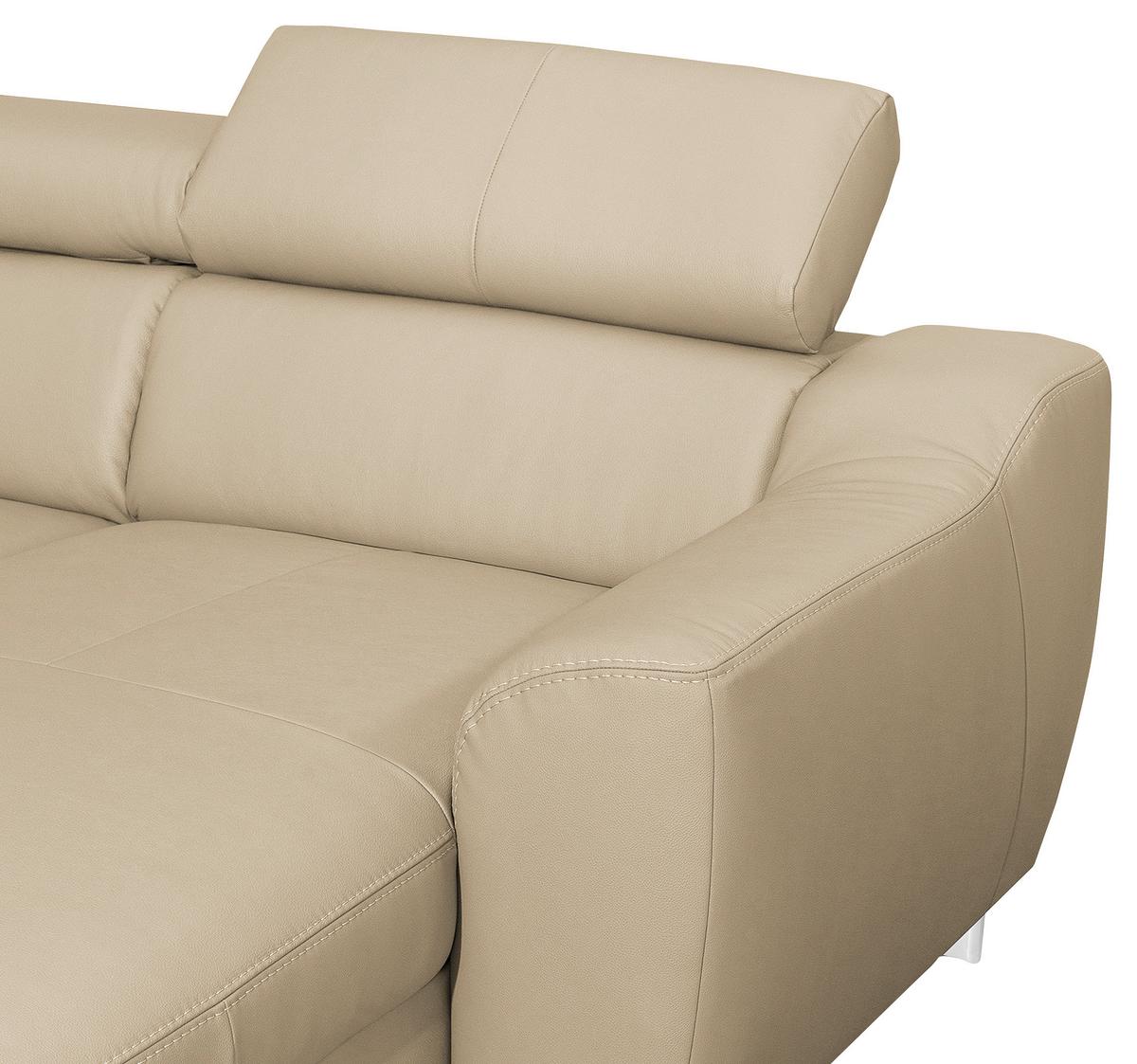 Wohnlandschaft Aspen Beige U-Form: 208 Cm - Chromfarben/Beige, Design, Leder/Textil (208/315/175cm) - Livetastic