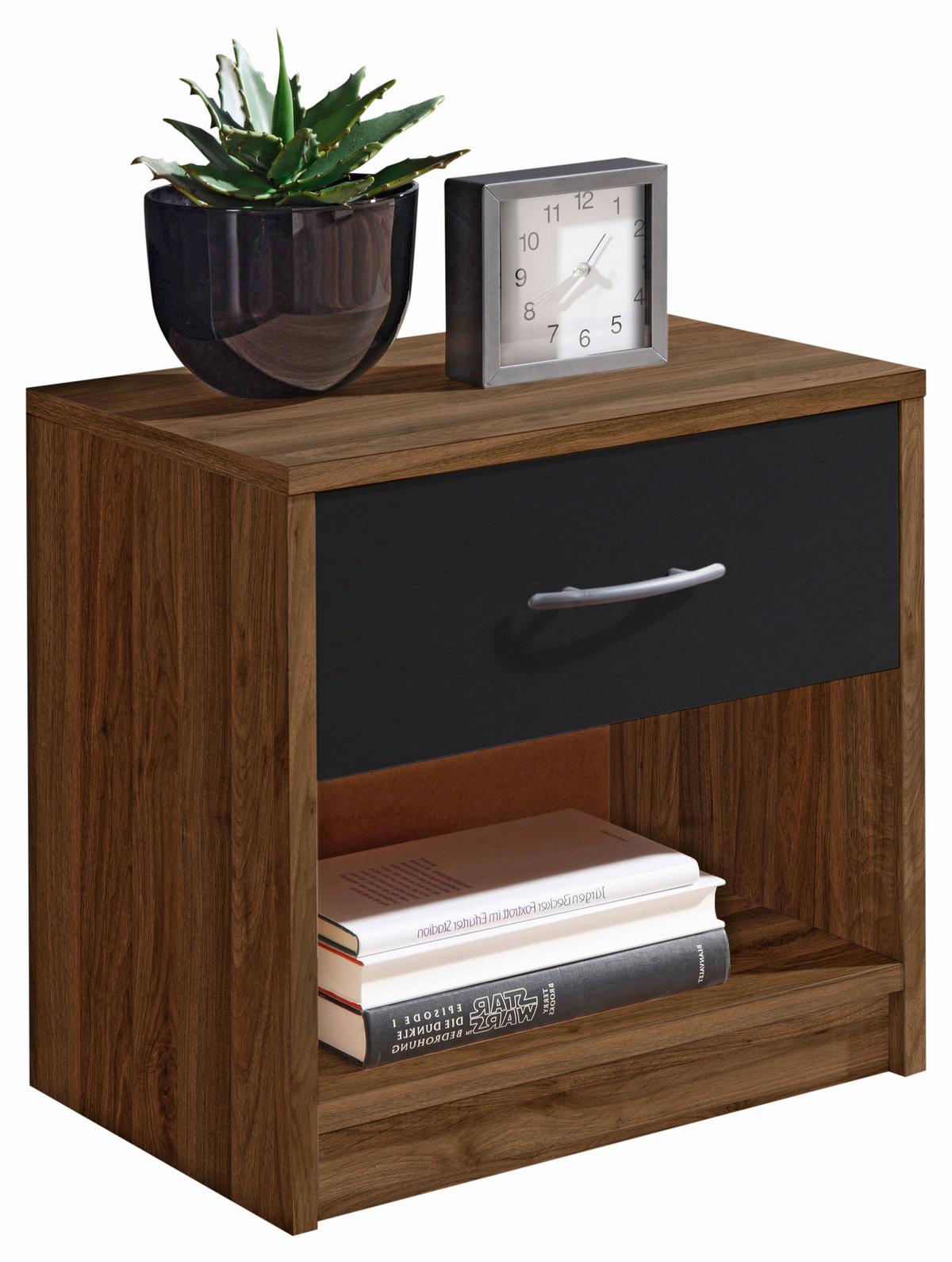 Nachtkästchen Nuss Dekor H: 41 Cm Base - Nussbaumfarben/Schwarz, Basics (39/41/28cm) - P & B