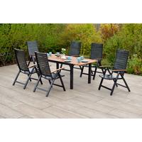 Gartenset Astros - Graphitfarben/Naturfarben, MODERN, Holz/Metall - Gardenson