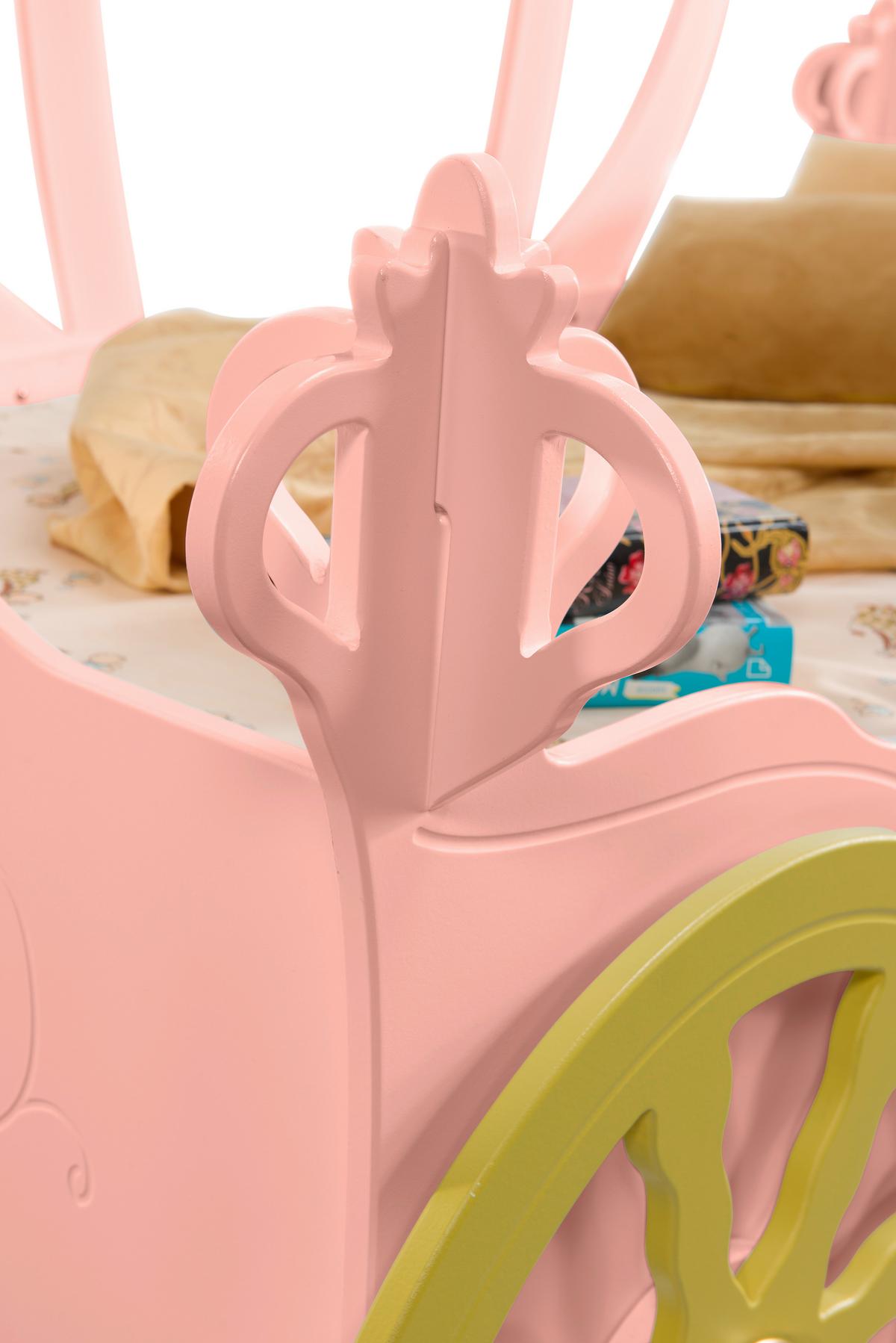 Kinderbett Prinzessin Kutsche Rosa - Pink/Weiß, LIFESTYLE, Holz/Holzwerkstoff (90/180cm) - Livetastic