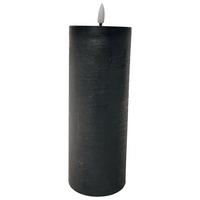 Svíčka s LED Mandy, V: 20cm - černá, plast/přírodní materiály (7,5/17,5cm) - Premium Living