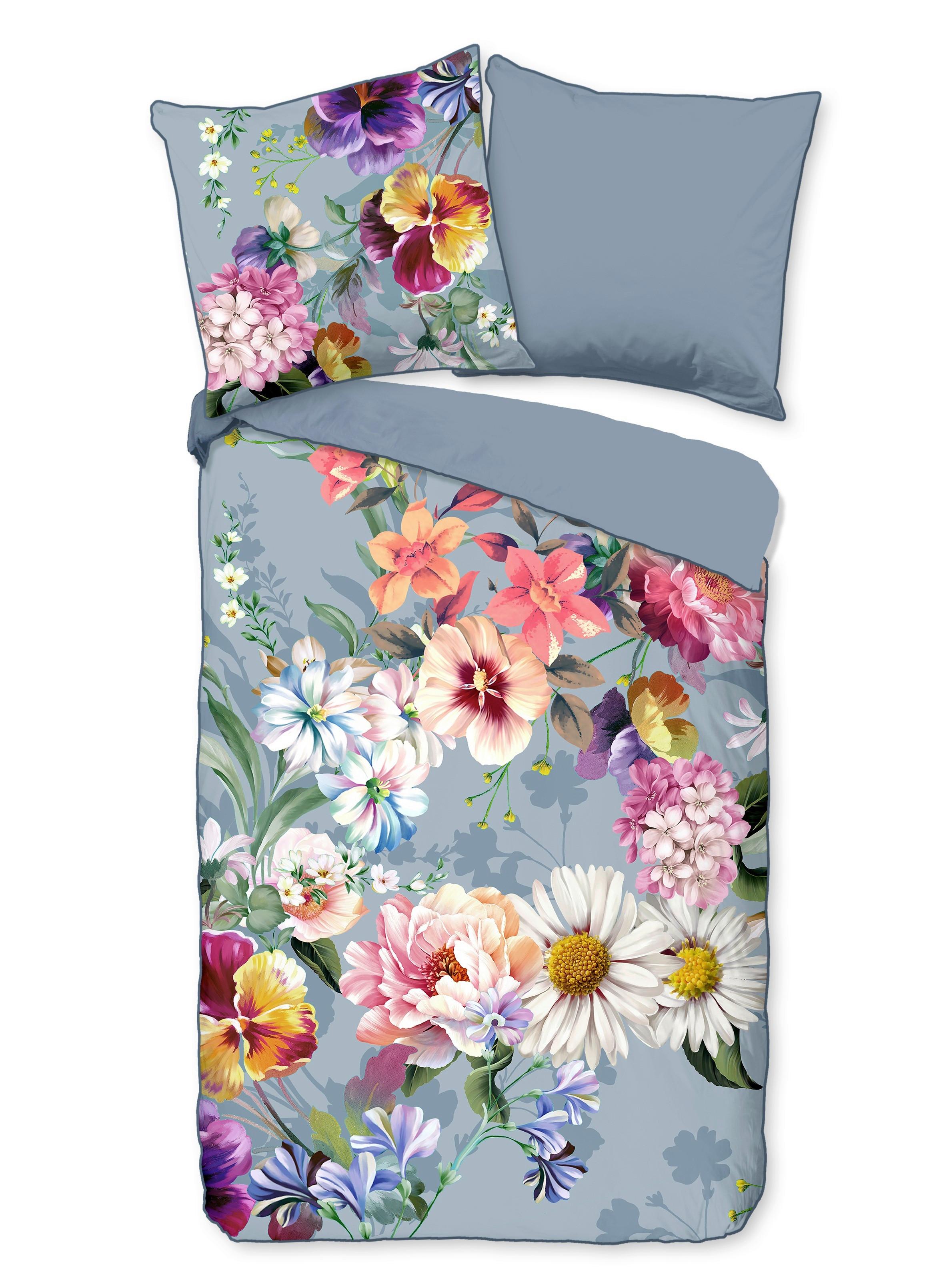 Wendebettwäsche Novara Hellblau 135x200 cm - Hellblau, Natur, Textil (135/200cm)