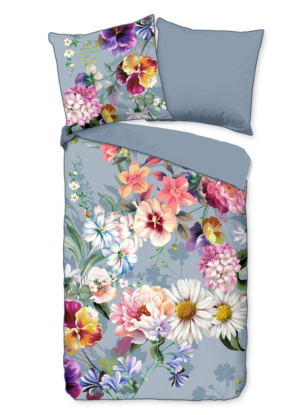 Wendebettwäsche Novara Hellblau 135x200 Cm - Hellblau, Natur, Textil (135/200cm)