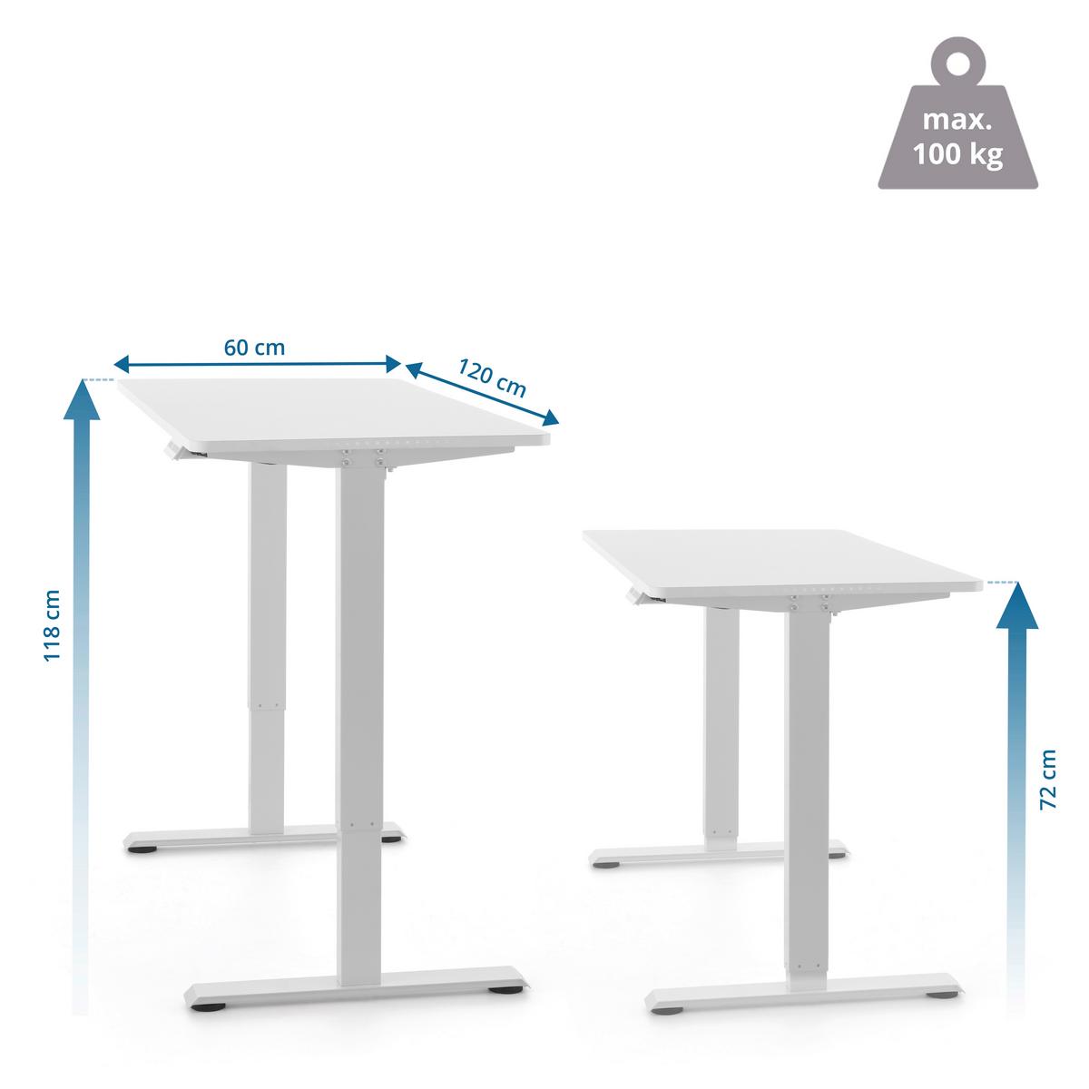 SCHREIBTISCH Worktime Weiß L: 120cm - Weiß, MODERN, Holz/Metall (120/60/72-118cm) - MID.YOU