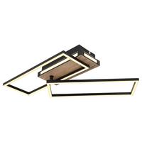 LED-Deckenleuchte 67299d - Dunkelbraun/Opal, Design, Holzwerkstoff/Kunststoff (60/49/10cm) - Globo