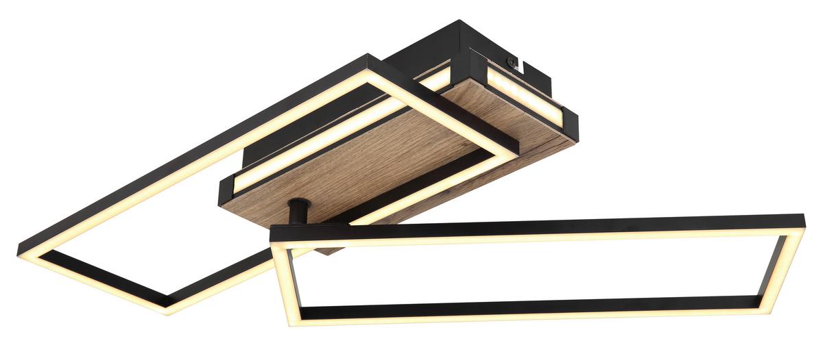 LED-Deckenleuchte 67299d - Dunkelbraun/Opal, Design, Holzwerkstoff/Kunststoff (60/49/10cm) - Globo