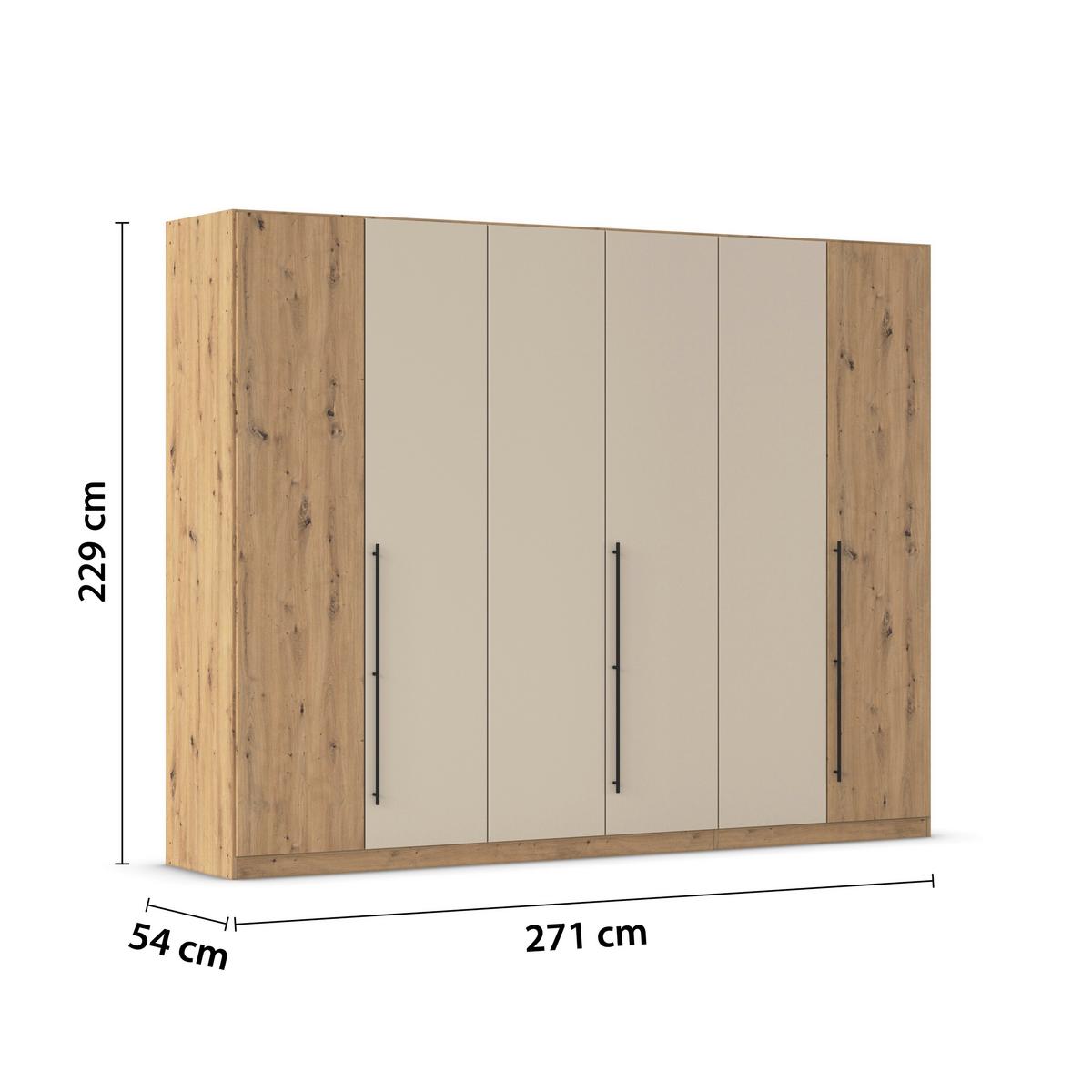 Kleiderschrank Safari B: 271 cm - Champagner/Eiche Artisan, KONVENTIONELL, Holzwerkstoff (271/229/54cm)