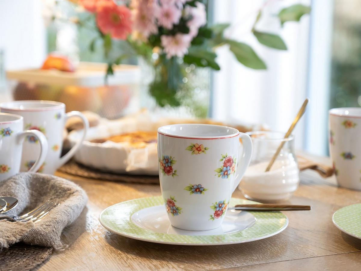 Kombiservice Porzellan 4 Personen Geschirr Set - Blau/Gelb, Keramik (32/31,5/33cm) - Creatable