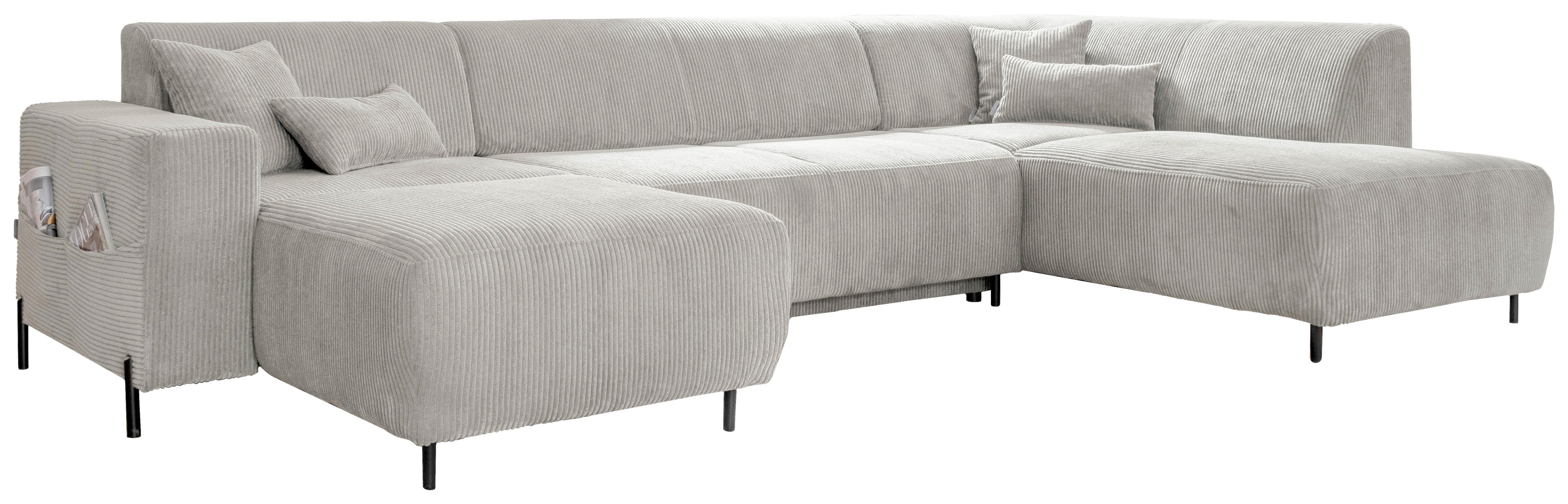Wohnlandschaft Cuddly Mia Beige B: 326 cm - Beige/Schwarz, Textil (165/330/192cm) - MID.YOU