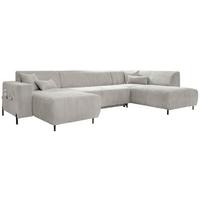 Sedacia súprava CÉLINE U, pravá, béžový menčester - čierna/béžová, kov/textil (165/330/192cm) - MID.YOU